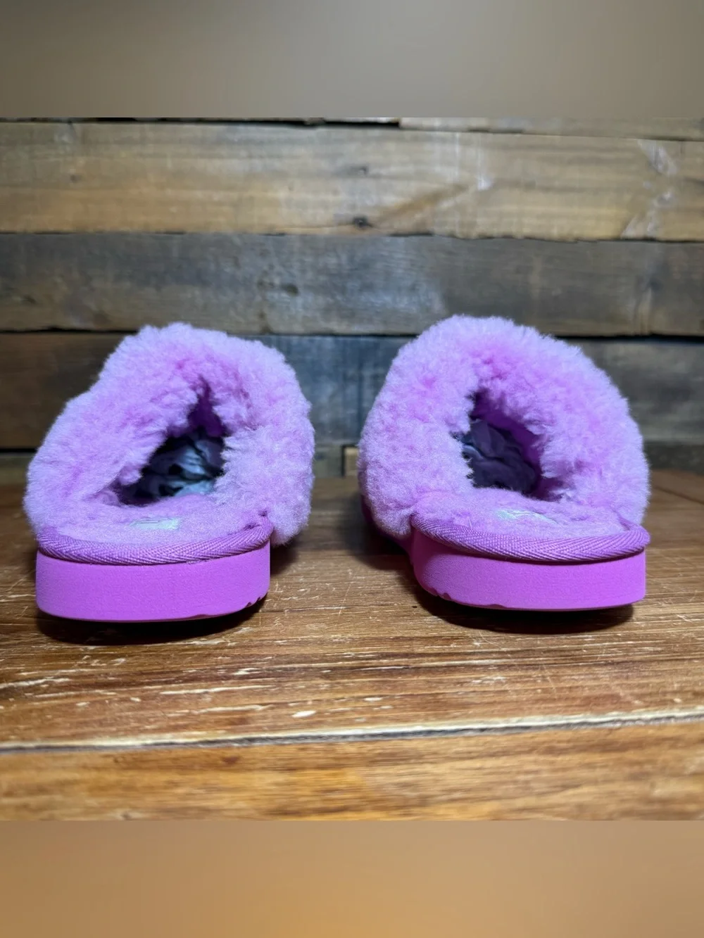 UGG Suede Cozy Shearling Slippers YOUTH 3 Purple Ruby Pink